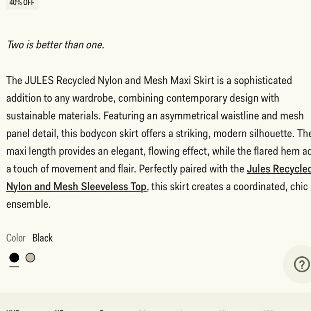 Meshki Jules Recycled Nylon And Mesh Maxi Skirt - Black size small, NWT - Picture 7 of 8